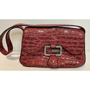 Y2K Vintage Guess ~ Mini Hand Bag ~ Red ~ Snap Closure ~ 9"W x 5"H
